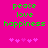 Green pixelated text 'peace', 'love', and 'happiness' on a bright pink background with two of five pink star icons below