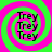 Four identical display a green and pink spiral background with the word 'Trey' repeated three times in black text