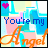 A 6-frame animated contact sheet showing a buddy icon with text "You're my Angel" and changing heart colors in the top-left corner, set against a pixelated cityscape background.
