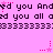 Pixelated text repeats on a pink background with animated star effects, showing 'ed you And' and 'ed you all' in dark purple.