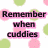 Pixelated text in black with pink outlines arranged over a background of green and pink circles on white.