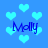 Blue background with light blue heart shapes and repeated dark blue text "Molly" in a pixelated font.