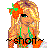 Pixelated cartoon-style icon of a blonde woman with orange hair accessory, wearing green straps and red-orange outfit, with "shot" text at bottom.