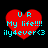 Red heart-shaped icon with cyan text 'UR My life!!!! ilY4ever<3' on black background, two identical copies arranged in a