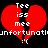Two identical red broken hearts with white text 'Tee iss mee' above and 'unfortunatlyunfortunati' below on black background.