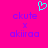 A bright pink background displays two identical pixelated text pairs with a cyan heart symbol above them.