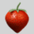 A pixelated red fruit with green stem on light gray background, paired with pink text 'Good for your soul' on solid blue background.