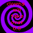 Four identical spiral patterns with red text reading 'clowns will take over 0.0' on a purple and black background.