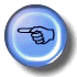 Two circular blue icons with white highlights; left icon shows a black outline of a hand pointing right, right icon is blank.