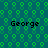 Green pixelated pattern with four instances of the word 'George' on a teal background, no visible animation changes.
