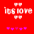 Red background with white pixelated text 'its love' flanked by four heart icons and five pink star-like symbols below.