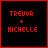 Red text on black background displays 'TRENDOR + MICHELLE' with animated red pixel effects around the names.