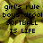 Pixelated text reads 'girl's rule boys drool SOFTBALL IS LIFE' over a blurred green-yellow background with dark smudges.