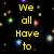 Yellow text on a black background with scattered colored dots, displaying phrases about standing together and standing alone.
