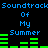 Blue pixelated text "Soundtrack Of My Summer" repeated twice with green audio waveforms on black background.