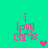 Pixelated text 'i love chris' in pink and gray on a teal background with two heart icons changing color.
