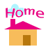Two animated frames of a pixelated house icon with "Home" text and cloud, showing door opening between frames.