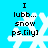 Pixelated white snowflake on cyan background with black text 'I lubb... snow ps.[ily]' above it, showing animation changes in snowflake shape and text position across frames.