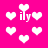 A static image with a bright pink background featuring scattered white heart shapes and the text 'ily' in white lowercase letters.