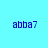 Light blue background with six instances of the text 'abba7' in dark blue pixelated font arranged in two of three, with two light blue rectangular overlays partially covering the bottom-left and bottom-middle text