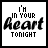 25 identical square icons with black text on white background reading "I'm in your heart tonight" where the word "tonight" changes color