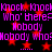 Pixelated text repeats 'Knock, Knock, Knock, Knock' and 'Who's there? Who's there?' with 'Nobody' responses over red star shapes on black background.