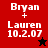 A split-screen animated icon displays 'Bryan + Lauren 10.2.07' text with a black star on red background and a red star on black background.