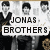 Group of people in black-and-white photos with overlaid text reading 'JONAS BROTHERS are amazing' and a red play button icon.