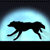 Animated contact sheet showing seven sequential frames of a wolf silhouette walking against a glowing blue moon background, arranged in 3x3 grid with one empty cell.