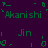 Pixelated green text and symbols on dark purple background with repeated 'Akanishi' and 'Jin' labels and decorative elements.