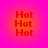 Four identical display red text 'Hot Hot Hot' on a gradient background shifting from pink to orange
