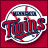 Four distinct Minnesota Twins baseball team logos displayed in a on red and blue backgrounds