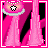 Pixel art icon set featuring a blonde woman in pink attire with 'ILONA' text, multiple poses and close-ups on black background.