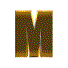 Golden 3D letter M in various rotations and orientations on a gray background, appearing as an animated sequence.