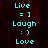 Pixelated cyan text on dark red background with repeated phrases and emoticons, displayed in two vertical