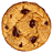 Pixelated chocolate chip cookie icon with text asking if the icon has a cookie on it.