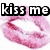 Animated pink lips with 'kiss me' text in black and white, showing a subtle animation change across frames.
