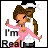 Pixelated cartoon character in pink outfit with brown hair, holding a microphone against white background with partial text "I'm Real" visible.