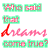 six identical showing text 'Who said that dreams come true?' with green and red lettering on white background