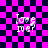 Pixelated text 'Love me?' on a pink and black checkered background with animated distortion effects.