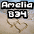 Pixelated image split into two : left shows 'Amelia B34' over sand with a heart drawing, right shows 'ROX!' over a sunset with a palm tree