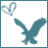 Pixelated teal icon with a heart shape in the top-left and an eagle silhouette below on white background.