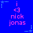 Blue background with pink text and light blue stars, displaying 'i <3 nick jonas' in a pattern
