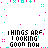 Animated contact sheet of a repeating text-based icon with pink and cyan pixel art elements, displaying multiple frames of the same phrase across a grid layout.