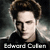 Pixelated portrait of a person with dark hair and a black top, set against a blurred background with text reading 'edward Cullen' at the bottom.