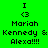 Four identical pixelated icons display 'I <3 Mariah Kennedy & Alexa!!!!' text on green and cyan backgrounds with black lettering.
