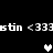Pixelated text and heart icons on black background, with white hearts changing to gray in different frames.
