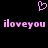 Pixelated pink text and heart symbol on black background, static display.