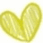 Six hand-drawn heart shapes in yellow, cyan, green, pink, and light blue arranged in two on a white background