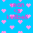 Pixelated blue background with pink hearts and repeated text 'sean <3 kellbell' in pink pixelated font.